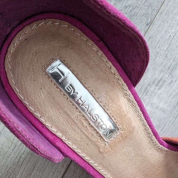 H by Halston GiGi Hot Pink Suede Platform Sandals Fuchsia Magenta Sz 7 - Picture 9 of 12